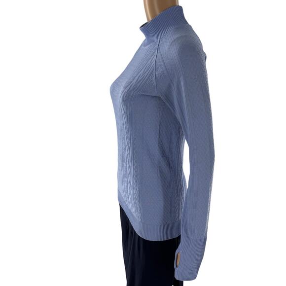 Lululemon Hydrangea Blue Rest Less Mock Neck Long Sleeve Top - Picture 7 of 10